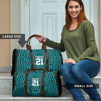 Custom Basketball New Zealand Travel Bag Teal Maori Ta Moko Indigenous - Polynesian Pride