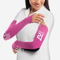 New Zealand Custom Arm Sleeves Fire Basketball Maori Tribal Pink - Polynesian Pride