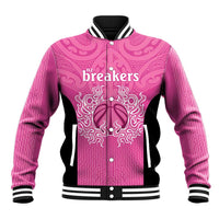 New Zealand Custom Baseball Jacket Fire Basketball Maori Tribal Pink - Polynesian Pride