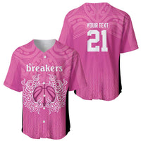 New Zealand Custom Baseball Jersey Fire Basketball Maori Tribal Pink LT9 - Polynesian Pride