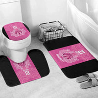 New Zealand Custom Bathroom Set Fire Basketball Maori Tribal Pink - Polynesian Pride