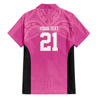 New Zealand Custom Family Matching Long Sleeve Bodycon Dress and Hawaiian Shirt Fire Basketball Maori Tribal Pink - Polynesian Pride