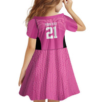 New Zealand Custom Family Matching Off Shoulder Short Dress and Hawaiian Shirt Fire Basketball Maori Tribal Pink - Polynesian Pride