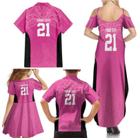 New Zealand Custom Family Matching Summer Maxi Dress and Hawaiian Shirt Fire Basketball Maori Tribal Pink - Polynesian Pride