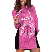 New Zealand Custom Hoodie Dress Fire Basketball Maori Tribal Pink LT9 Pink - Polynesian Pride