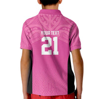 New Zealand Custom Kid Polo Shirt Fire Basketball Maori Tribal Pink LT9 - Polynesian Pride