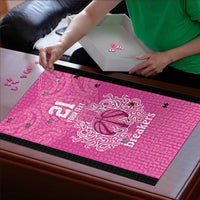 New Zealand Custom Puzzle Fire Basketball Maori Tribal Pink - Polynesian Pride