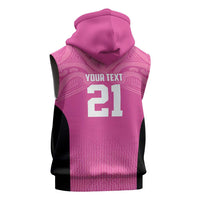 New Zealand Custom Sleeveless Hoodie Fire Basketball Maori Tribal Pink - Polynesian Pride
