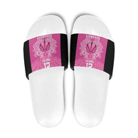 New Zealand Custom Slide Sandals Fire Basketball Maori Tribal Pink LT9 Pink - Polynesian Pride
