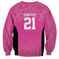 New Zealand Custom Sweatshirt Fire Basketball Maori Tribal Pink LT9 - Polynesian Pride