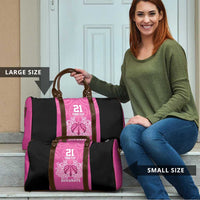 New Zealand Custom Travel Bag Fire Basketball Maori Tribal Pink - Polynesian Pride