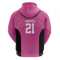 New Zealand Custom Zip Hoodie Fire Basketball Maori Tribal Pink - Polynesian Pride