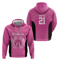 New Zealand Custom Zip Hoodie Fire Basketball Maori Tribal Pink - Polynesian Pride
