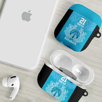 New Zealand Custom AirPods Case Fire Basketball Maori Tribal Sky Blue - Polynesian Pride