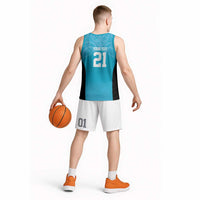 New Zealand Custom Basketball Jersey Fire Basketball Maori Tribal Sky Blue - Polynesian Pride