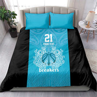 New Zealand Custom Bedding Set Fire Basketball Maori Tribal Sky Blue - Polynesian Pride