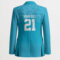New Zealand Custom Blazer Fire Basketball Maori Tribal Sky Blue LT9 - Polynesian Pride