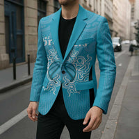 New Zealand Custom Blazer Fire Basketball Maori Tribal Sky Blue LT9 - Polynesian Pride