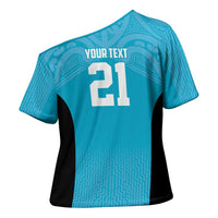 New Zealand Custom Cross Shoulder Shirt Fire Basketball Maori Tribal Sky Blue LT9 - Polynesian Pride
