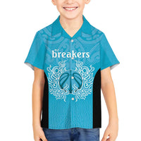 New Zealand Custom Family Matching Off Shoulder Maxi Dress and Hawaiian Shirt Fire Basketball Maori Tribal Sky Blue - Polynesian Pride