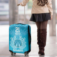 New Zealand Custom Luggage Cover Fire Basketball Maori Tribal Sky Blue - Polynesian Pride