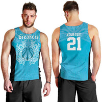 New Zealand Custom Men Tank Top Fire Basketball Maori Tribal Sky Blue - Polynesian Pride