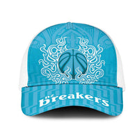 New Zealand Mesh Trucker Cap Fire Basketball Maori Tribal Sky Blue - Polynesian Pride