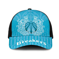 New Zealand Mesh Trucker Cap Fire Basketball Maori Tribal Sky Blue - Polynesian Pride