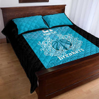 New Zealand Custom Quilt Bed Set Fire Basketball Maori Tribal Sky Blue - Polynesian Pride