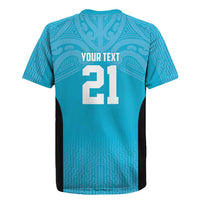 New Zealand Custom Rugby Jersey Fire Basketball Maori Tribal Sky Blue - Polynesian Pride