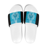 New Zealand Custom Slide Sandals Fire Basketball Maori Tribal Sky Blue LT9 Blue - Polynesian Pride