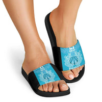 New Zealand Custom Slide Sandals Fire Basketball Maori Tribal Sky Blue LT9 - Polynesian Pride