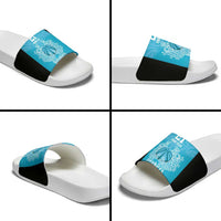 New Zealand Custom Slide Sandals Fire Basketball Maori Tribal Sky Blue LT9 - Polynesian Pride