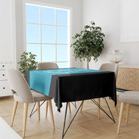 New Zealand Custom Tablecloth Fire Basketball Maori Tribal Sky Blue - Polynesian Pride