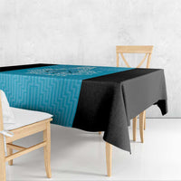 New Zealand Custom Tablecloth Fire Basketball Maori Tribal Sky Blue - Polynesian Pride