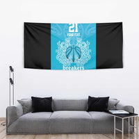 New Zealand Custom Tapestry Fire Basketball Maori Tribal Sky Blue - Polynesian Pride