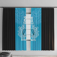 New Zealand Custom Window Curtain Fire Basketball Maori Tribal Sky Blue - Polynesian Pride