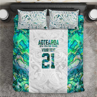 Custom New Zealand Aotearoa Bedding Set Green Maori Paua Shell Indigenous - Polynesian Pride
