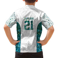 Custom New Zealand Aotearoa Family Matching Short Sleeve Bodycon Dress and Hawaiian Shirt Green Maori Paua Shell Indigenous - Polynesian Pride