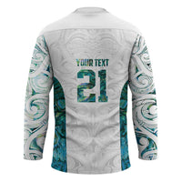 Custom New Zealand Aotearoa Hockey Jersey Green Maori Paua Shell Indigenous - Polynesian Pride
