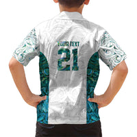 Custom New Zealand Aotearoa Kid Hawaiian Shirt Green Maori Paua Shell Indigenous - Polynesian Pride