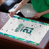 Custom New Zealand Aotearoa Puzzle Green Maori Paua Shell Indigenous - Polynesian Pride