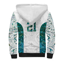 Custom New Zealand Aotearoa Sherpa Hoodie Green Maori Paua Shell Indigenous - Polynesian Pride