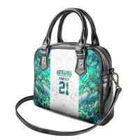 Custom New Zealand Aotearoa Shoulder Handbag Green Maori Paua Shell Indigenous - Polynesian Pride