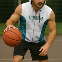 Custom New Zealand Aotearoa Sleeveless Zip Hoodie Green Maori Paua Shell Indigenous LT9 - Polynesian Pride