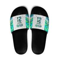 Custom New Zealand Aotearoa Slide Sandals Green Maori Paua Shell Indigenous LT9 Green - Polynesian Pride