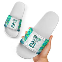 Custom New Zealand Aotearoa Slide Sandals Green Maori Paua Shell Indigenous LT9 - Polynesian Pride