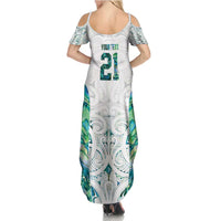 Custom New Zealand Aotearoa Summer Maxi Dress Green Maori Paua Shell Indigenous - Polynesian Pride
