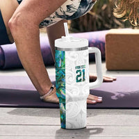 Custom New Zealand Aotearoa Tumbler With Handle Green Maori Paua Shell Indigenous - Polynesian Pride