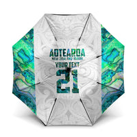 Custom New Zealand Aotearoa Umbrella Green Maori Paua Shell Indigenous - Polynesian Pride
